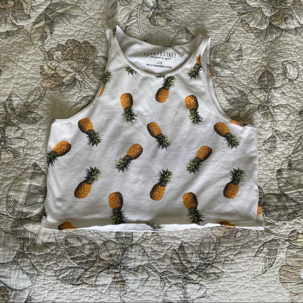 Aeropostale crop top white pineapple woman’s large